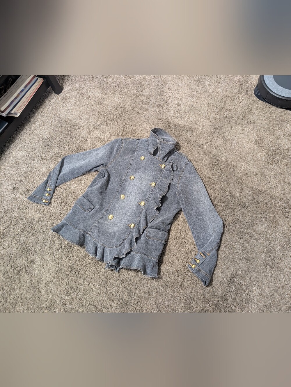 Vintage DG2 Diane Gilman Gold Button Denim Jean Jacket Large